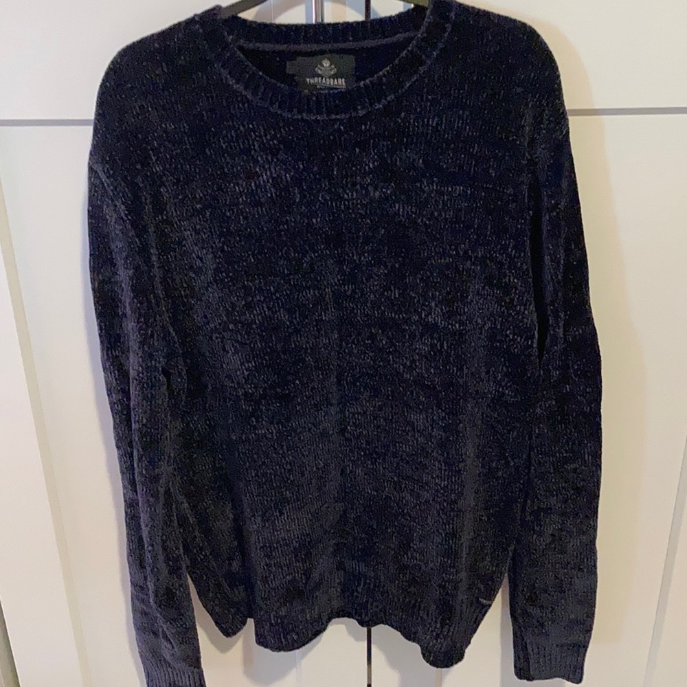 Men’s ASOS Threadbare Chenille Knitted Sweater Navy/Midnight Blue 2XL